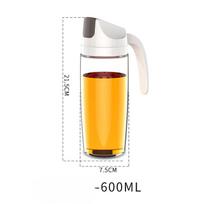 Stiklinis aliejaus puodas Buitinis aliejui nepralaidus butelis Virtuvės automatinis atidarymas ir uždarymas su dangteliu Prieskonių butelis Aliejaus acto butelio aliejaus puodas 600ML balta