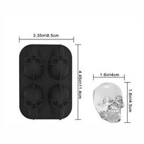 1pc Ice Cube Tray 3D Skull Ice Mold-Easy Release Silicone Mold 4 Cute and Funny Ice Skull for Whiskey Cocktails and Juice Beverages Black Ice Mold 1PCS