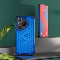 KEYSION Shockproof Armor Case for Huawei Pura 70 Ultra P70 Silicone+PC Transparent Honeycomb Phone Cover for Huawei Pura 70 Pro+ for Huawei Pura 70 mėlyna