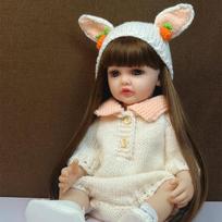 Full Silicone Body Reborn Toddler Doll Lifelike Soft Touch Fashion Lovely Doll Gifts for Children 22inch 55cm brown