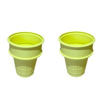 2 Pieces Creative Ice Cream Flower Pot Succulent Pot Desktop Ornament Plastic Planter Home Decor Plant Pot geltona