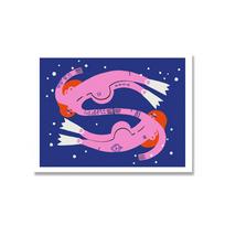 Animacinis Katės Nuotaika Žuvys Avinas Plakatas Spaudinys Abstraktus Kūnas Mėnulio Moteris Sienos Menas Paveikslai Vaikų Miegamajam Nordic Dekoras Drobė Cuadros 21x30cm No Framed