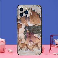 Kitsune Lapės Meno Telefonų Dėklas iPhone 12 13 Mini 11 Pro XS Max 6 7 8 Plus SE 2020 X XR Silikoninis Dangtelis iPhone 13Pro MAX black