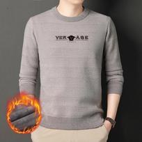 Ferret Fuzz Coat Men's Autumn and Winter with Fleece Thickened Warm Men's Crewneck Pullover Knit Bottom Coat M gray