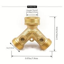1pc, Garden Hose Y Valve Hose Splitter Brass Hose Splitter With Solid Brass Handle Brass Y Valve