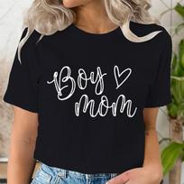 Ladies Clothing Boy Mama Printed T-shirts Summer Casual Short-Sleeved Breathable Blouse Mama T-Shirt Mom Harajuku Shirts S juoda