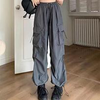 Summer Baggy Sweatpants Women Korean Cargo Parachute Track Loose Sports Pants Y2k Lady Wide Leg Joggers Trousers S