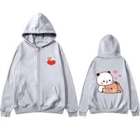 Bubu ir Dudu užtrauktukai moterims su gobtuvu, estetiška grafika, juokingi Kawaii burbulinės arbatos užtrauktukai, anime, harajuku, vintažiniai megztiniai su užtrauktuku S