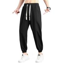 Men Sport Ninth Pants Ice Silk Side Pockets Drawstring Plus Size Quick-drying Elastic Waist Solid Color Gym Traning Jogging 2XL juoda