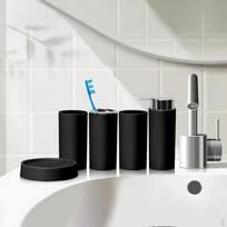5 vnt Vonios kambario priedų rinkinys Klirensas Plastikinis muilo indas Dantų šepetėlio puodelis Vanity Modern black 5pcs