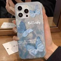 Premium Korea Style Case for iPhone 15 Pro Max 14 13 12 11 Xsmax XR- Blue Green Glitter Butterfly for Women Girls Lady Durable Breakingproof Cover on iPhone XR gray