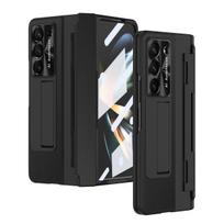 Slim Plastic for Samsung Galaxy Z Fold 6 5 4 3 Case Pen Slot Leather Hinge Protective Glass Film Screen Cover Transparent Shockproof Mental Fold 6 (No Pen) juoda