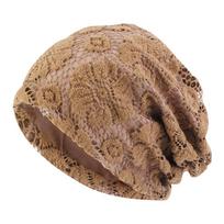 Nauji nėriniai Moteriški kaukolės kepuraitės Tuščiaviduriai turbanai Pavasaris Ruduo Apsauga nuo vėjo Šiltas Juodas Kepuraitė Šalikas Bonetas Femme beige