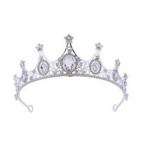 Karūna tiara, vestuvinė suknelės karūna, vestuvinė šukuosena nuotakai, cirkonio tiara, lydinio lankelis beige
