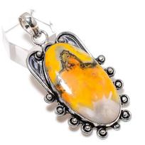 Bumblebee Jasper Gemstone Handmade 925 Sterling Silver Pendant 2.32  T1F18 gray
