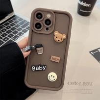 Huawei P60 3D meškiuko dėklas telefonui P50, P30, Mate60, Mate30, Nova11, Nova9 - Madingas šypsenėlės dizainas moterims. Mate 30 Pro gray