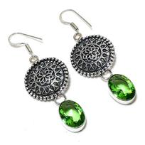 Peridot Gemstone Handmade 925 Sterling Silver Gift Jewelry Earring 2.36  Q7J30 black