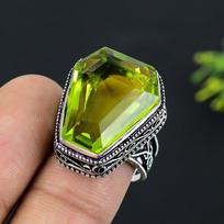 Peridot Gemstone Handmade 925 Sterling Silver Jewelry Ring Size 8.5 F8u94 brown