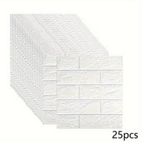 25 vnt. 3D plytų lupimo ir klijavimo tapetai 3D plytų sienų plokštės Lipnios vandeniui atsparios PE putos, dažomos miegamojo / televizoriaus sienoms ir namų dekoravimui 25pcs balta