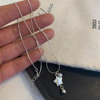 Silver Pentagram Shell Pearl Pendant Necklace Niche Design Clavicle Chain 2023 New Neck Chain Accessories Women