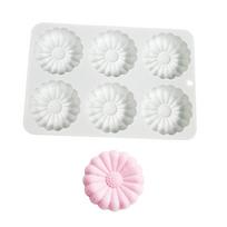 6-Cavity Flower Shape Silicone Mold Fondant Mousse Cake Mold DIY Pastry Chocolate Mold Baking Decorating Tool Nonstick white