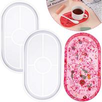 DIY Crystal Epoxy Resin Mold Mirror Surface Oval Dish Storage Tray Silicone Mold 18x9.5cm pink