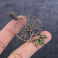 Natural Peridot Gemstone Handmade Copper Wire Wrap Jewelry Pendant 2.56  N5L75 gray