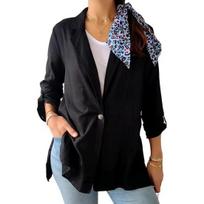 Women Suit Coat Lapel Long Sleeve Single Button Loose Fit Coat Solid Color Thin Work Office M juoda