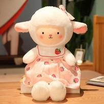 Puikūs persirengimo avių pliušiniai žaislai Kawaii Alpaca lėlės, įdaryti, minkšta, miela gyvūno pagalvė vaikams kūdikio gimtadienio dovana 35cm rožinė