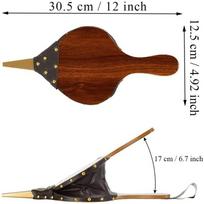 Židinio pūstuvas, 12 x 4,92 colio medienos oro pūstuvas, rankinis oro pūstuvas, skirtas lauko stovyklavimui, BBQ kepsninei, malkinei krosnelei, laužavietei, laužui, purškiamas rudas dažas ruda