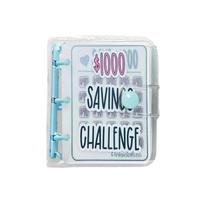 1PC Savings Challenge Binder, Durable Glossy PVC Envelope, Christmas Gift Money Saving Challenge mėlyna