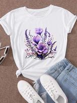 Gėlių tendencija, mielas 90-ųjų stilius unisex trumpomis rankovėmis Madingi drabužiai Laisvalaikio marškinėliai FeUnisex Print Lady Tee Top grafiniai marškinėliai 3XL