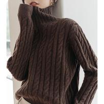 Solid Cable Twist Turtleneck Sweater, Casual Long Sleeve Pullover Sweater, Women's Clothing 3XL black
