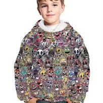 Cartoon Horror Animals And Skeleton Allvoer 3D Print Boys Long Sleeve Hoodie Stay Stylish Spring Fall Essential Your Fashionista 100 black