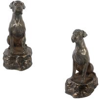Bokseris, vokiškas Boxer IV - šuns statula, figūrėlė biurui, trofėjus šunų parodai, prekės ženklo Art-Dog ruda