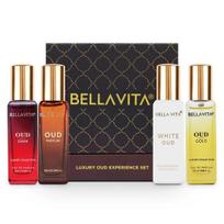 Bella Vita Luxury OUD Experience Eau De Parfum Gift Set 4 x 20ml for Men & Women, Premium Long Lasting EDP Perfume, Oudh Fragrance Scent black