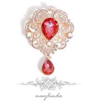 Fashion Retro Exquisite Baroque Water Drop Crystal Pendant Scarf Buckle Brooch Brooch white