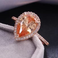 Trendy Style Drop Shape Champagne Crystal Ring for Women Micro-paved CZ Stone Luxury Wedding Ring Factory Direct Sales 8 brown