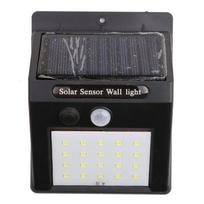3000 mAh 100 LED saulės energijos sieninis šviestuvas, šviečiantis iš 4 pusių, su judesio jutikliu, lauko sodui, kiemui, atsparus vandeniui black-20LED black