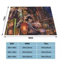 Osamu Dazai Chuuya Nakahara Blankets Summer Air Conditioning Bungou Stray Dogs Anime Throw Blanket for Bed Bedroom Rug Piece 75x100cm 30x40in black