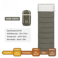 Envelope cotton sleeping bag splicing waterproof portable camping adult sleeping bag Warm removable hood bag gray