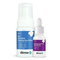 The Derma Co Reverse Acne & Acne Marks Combo - 10% Niacinamido serumas (30 ml) + 3% AHA BHA putojantis veido prausiklis (100 ml)