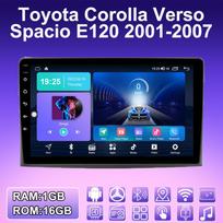 2 DIN Android automobilinis radijas, skirtas Toyota Corolla Verso Spacio E120 2001-2007 Multimedijos grotuvo galvos blokas Stereo GPS navigacija WIFI 1+16GB 1+16GB blue