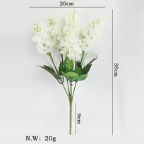 Dirbtinė gėlė Imitacinis puokštė Penkių šakų hiacintas Plastikinė gėlė Levanda Maža puokštė Dekoratyvinės gėlės Hyacinth balta