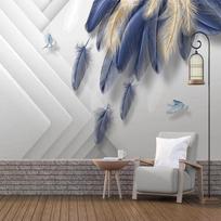 Fototapetas Moderni Mada Lengva Prabanga Rankomis Dažytas 3D Stereo Plunksna Geometrinis Fonas Sienos Freska Tapetas 200 cm(W) x 140 cm(H) gray