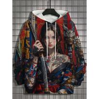 Men's Hoodie Bad Girl Tattoo Sexy Beauty Pattern 3D Printed Top  Autumn New Fashion Casual Hip Hop Neutral Hoodie 3XL black