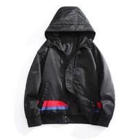 Stylish Men's Coat Spring Fall Loose All-in-one Jacket Men's Handsome Men's Flight Jacket 2XL black