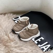 Winter Snow Boots Tarpaulin Girls Cotton Shoes Boys Fleece Boots 18 gray