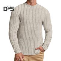 Men Sport Top Slim Fit Pure Color Round Neck Elastic Mid Length Long Sleeves Pullover Homewear Gym Running Basketball T-shirt M chaki