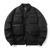 Jacket Men's American Vintage Baseball Jacket Multi-Pocket Tooling Jacket Tri-proof Charge Top XXXXL beige